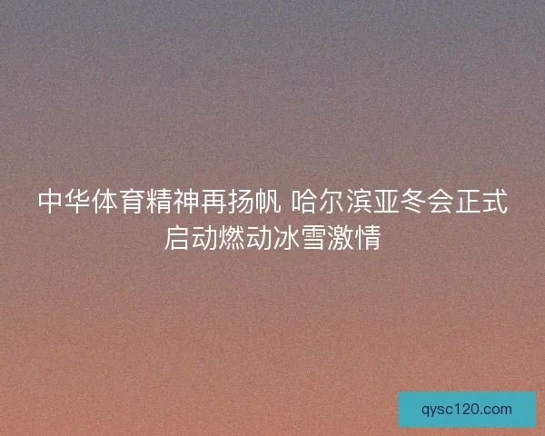 中华体育精神再扬帆 哈尔滨亚冬会正式启动燃动冰雪激情