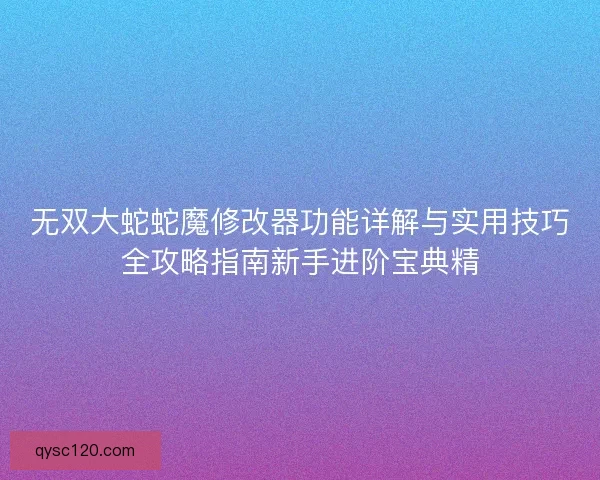 无双大蛇蛇魔修改器功能详解与实用技巧全攻略指南新手进阶宝典精