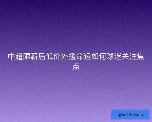 中超限薪后低价外援命运如何球迷关注焦点