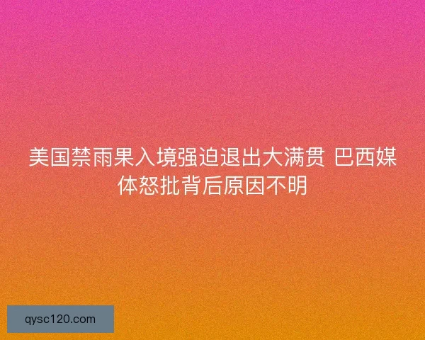 美国禁雨果入境强迫退出大满贯 巴西媒体怒批背后原因不明
