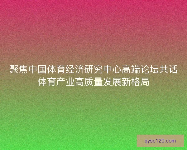 聚焦中国体育经济研究中心高端论坛共话体育产业高质量发展新格局